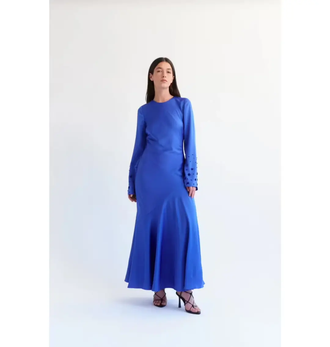 Aje Weylyn Sequin Cuff Maxi Dress Cobalt Blue Size 10 for rent on The Volte - main image