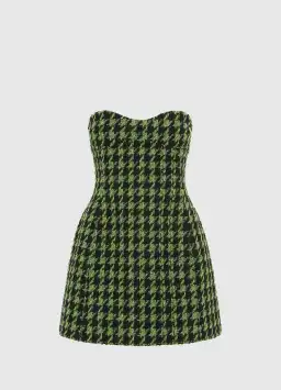 Leo Lin Jazlyn Tweed Blazer and Rosario Tweed Mini Dress Set in Houndstooth Size 8 for rent on The Volte - image 2