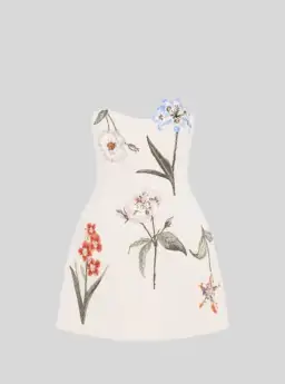 Leo Lin Rosario Velvet Mini Dress in Botanical Print in Snow Size 8 for rent on The Volte - image 1