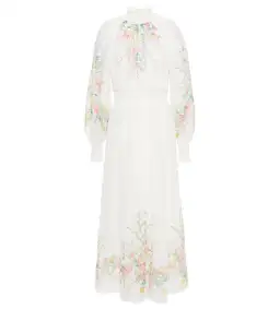 Zimmermann Zinnia Shirred Waist Maxi Dress White Floral Size 0 / AU 8