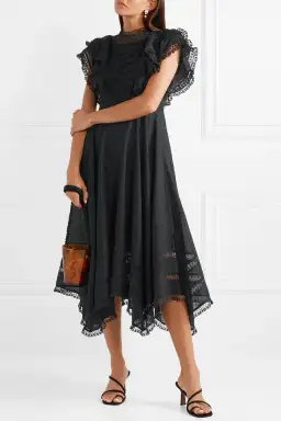 Zimmermann Juno Pintuck Cascade Dress in Black Size 1 / AU 10 for rent on The Volte - image 1