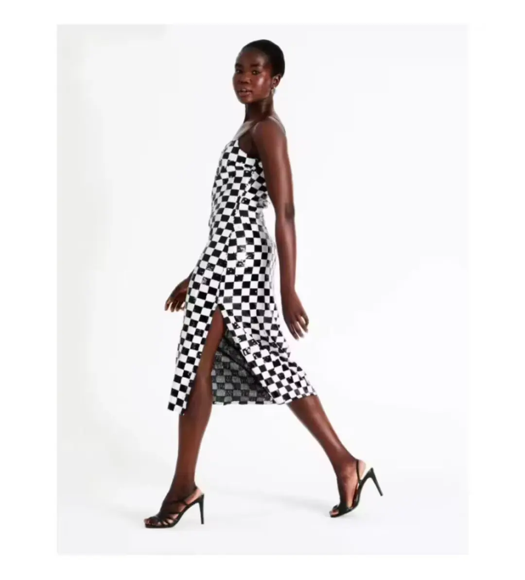 Wayne Cooper Sequin Check Midi Dress Multi Size 10 for rent on The Volte - main image