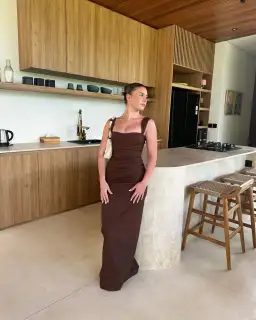 Sir The Label Dahlia Balconette Gown Chocolate Brown Size AU 8 for rent on The Volte - image 2