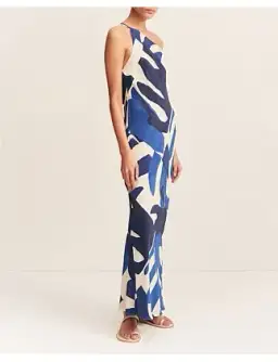 Edward Silk One Shoulder Cowl Maxi Dress