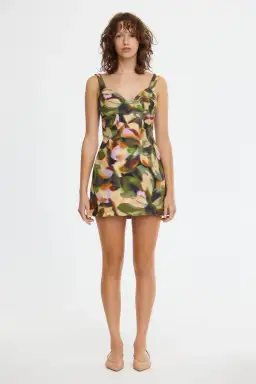 Acler Lydon Mini Dress in Green Floral Size 12 for rent on The Volte - image 1