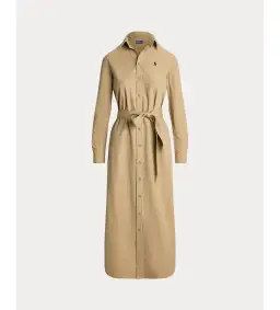 Ralph Lauren Polo Belted Cotton Midi Shirt Dress Beige Size 10 for rent on The Volte - image 5