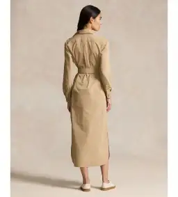 Ralph Lauren Polo Belted Cotton Midi Shirt Dress Beige Size 10 for rent on The Volte - image 4