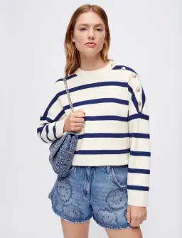 Maje Marine Striped Rib Sweater Size 10/1 for rent on The Volte - image 1