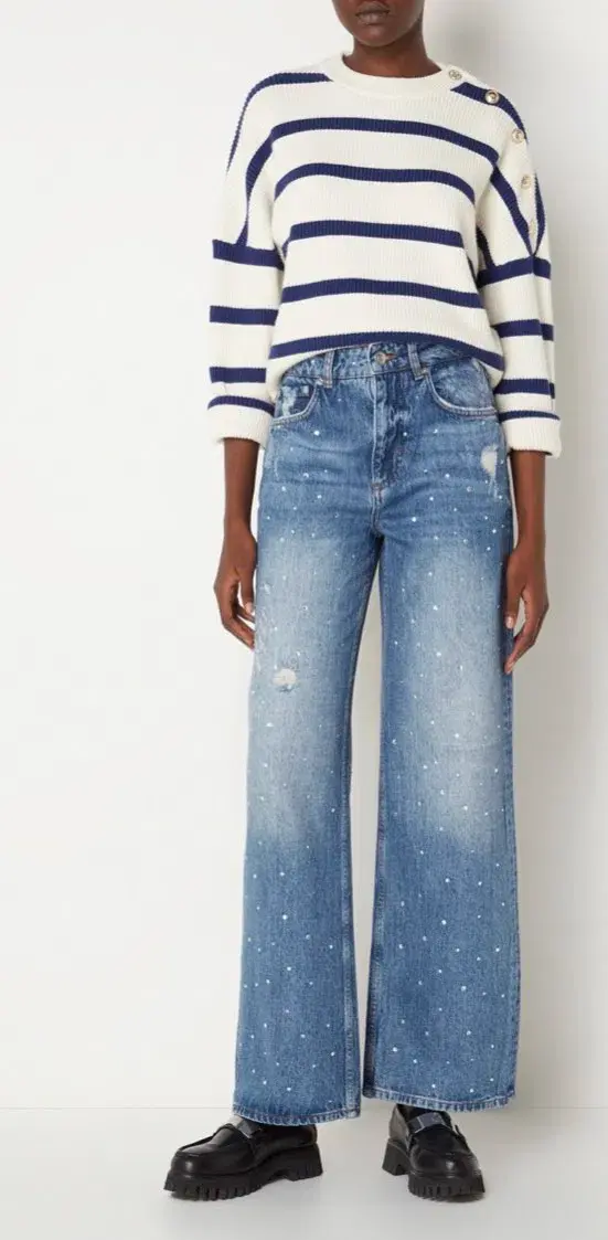 Maje Marine Striped Rib Sweater Size 10/1 for rent on The Volte - main image