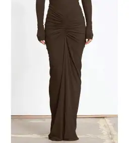 Effie Kats Pia Bodysuit Size S / AU 8 & Pilar Mesh Skirt Size XS / AU 8 Set Chocolate for rent on The Volte - image 3