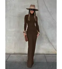 Effie Kats Pia Bodysuit Size S / AU 8 & Pilar Mesh Skirt Size XS / AU 8 Set Chocolate for rent on The Volte - image 1