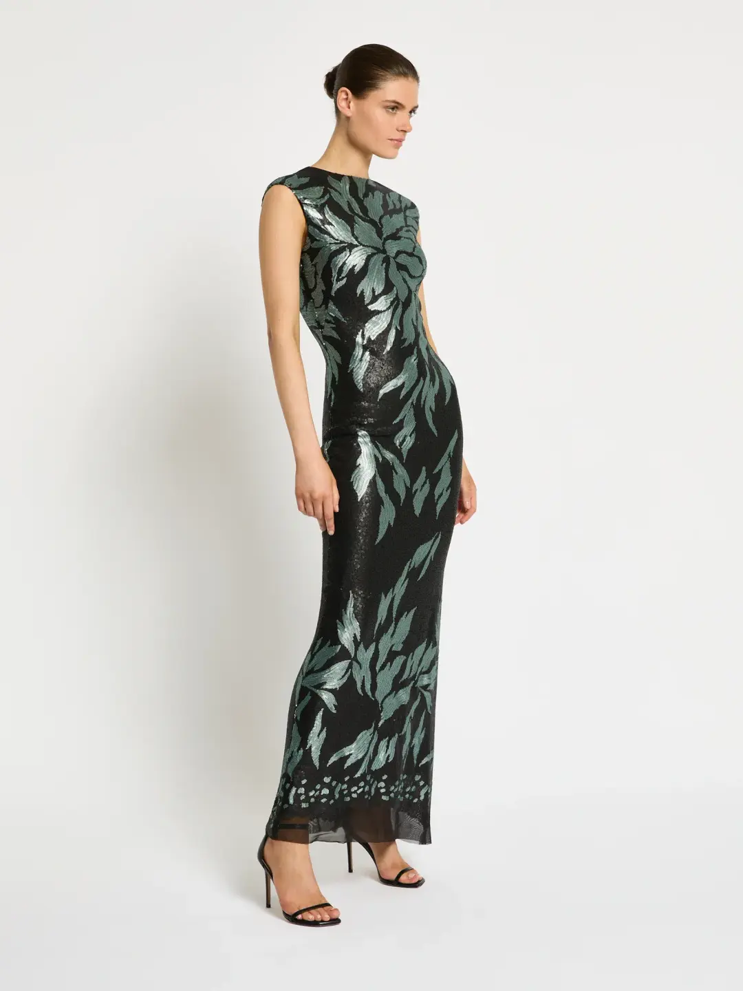 Moss & Spy Larissa Gown Black Mint Sequin Midi Dress Size 12 for rent on The Volte - main image