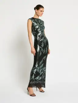 Moss & Spy Larissa Gown Black Mint Sequin Midi Dress Size 12 for rent on The Volte - image 2