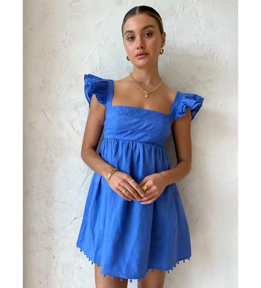 Sofia The Label Luna Mini Dress in Blue Size 8 for rent on The Volte - main image