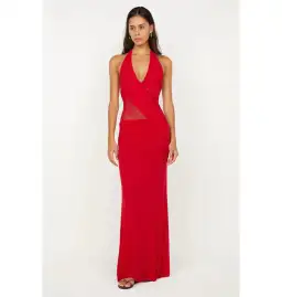 Bec & Bridge Deija Halter Maxi Dress Strawberry Size 8