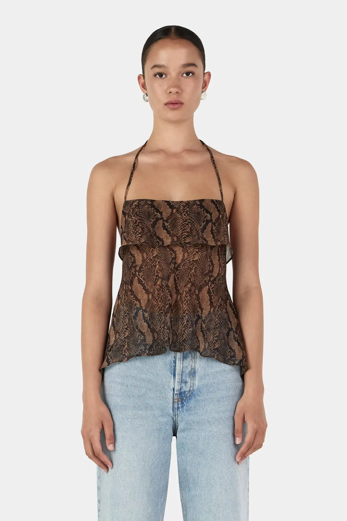 Hansen and Gretel Gina Backless Cami Tan Python Size AU 6 for rent on The Volte - main image