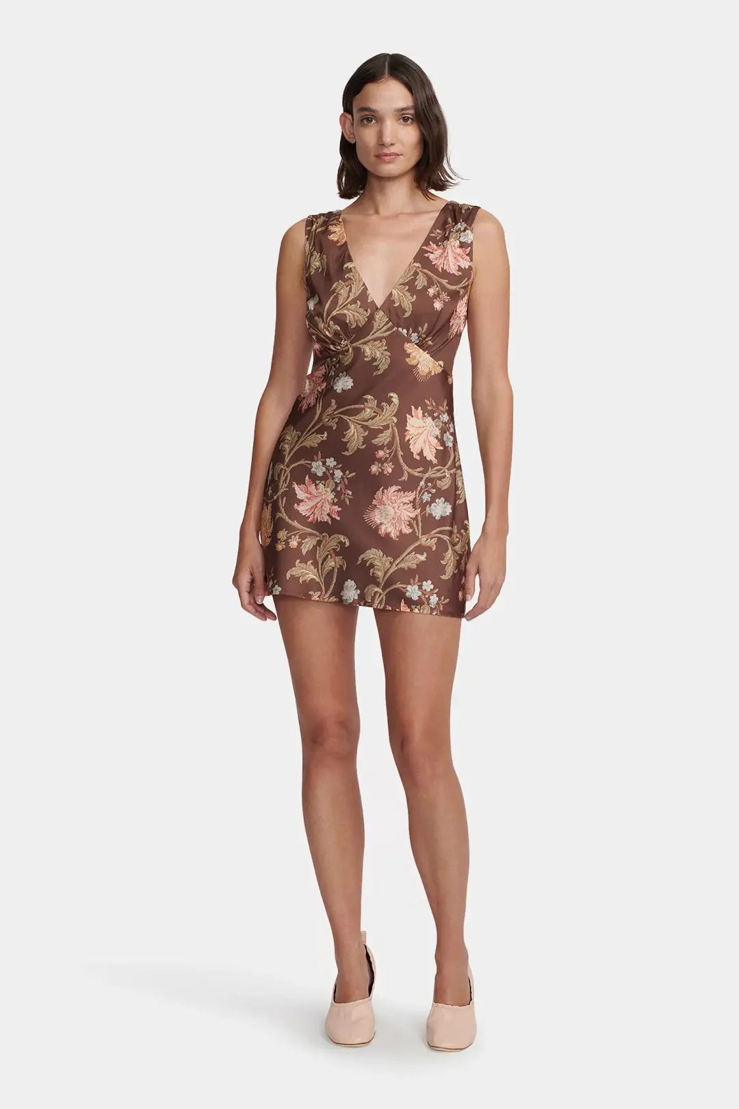 Hansen and Gretel Quinn Dress Carob Floral Mini Size AU 4 for rent on The Volte - main image