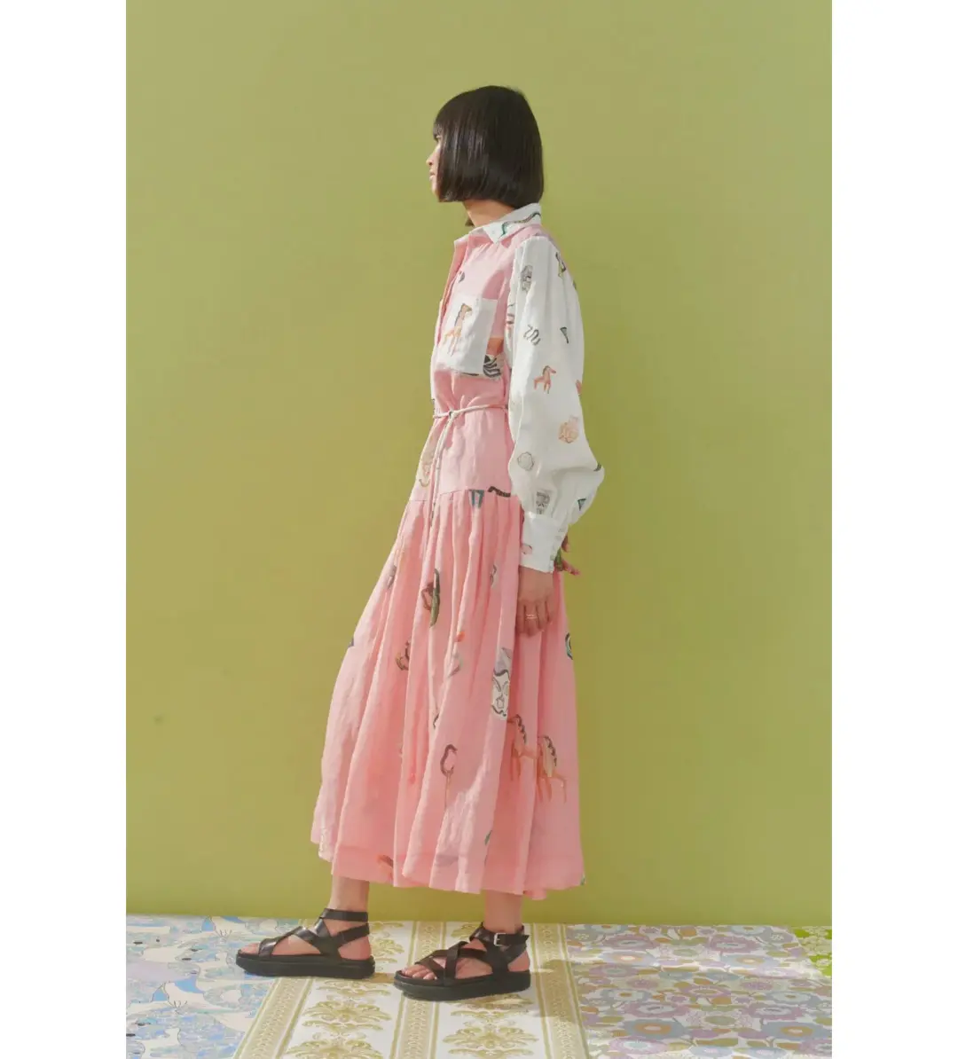 Alemais Cleo Patchwork Midi Shirtdress Multi Print Size AU 12 for rent on The Volte - main image