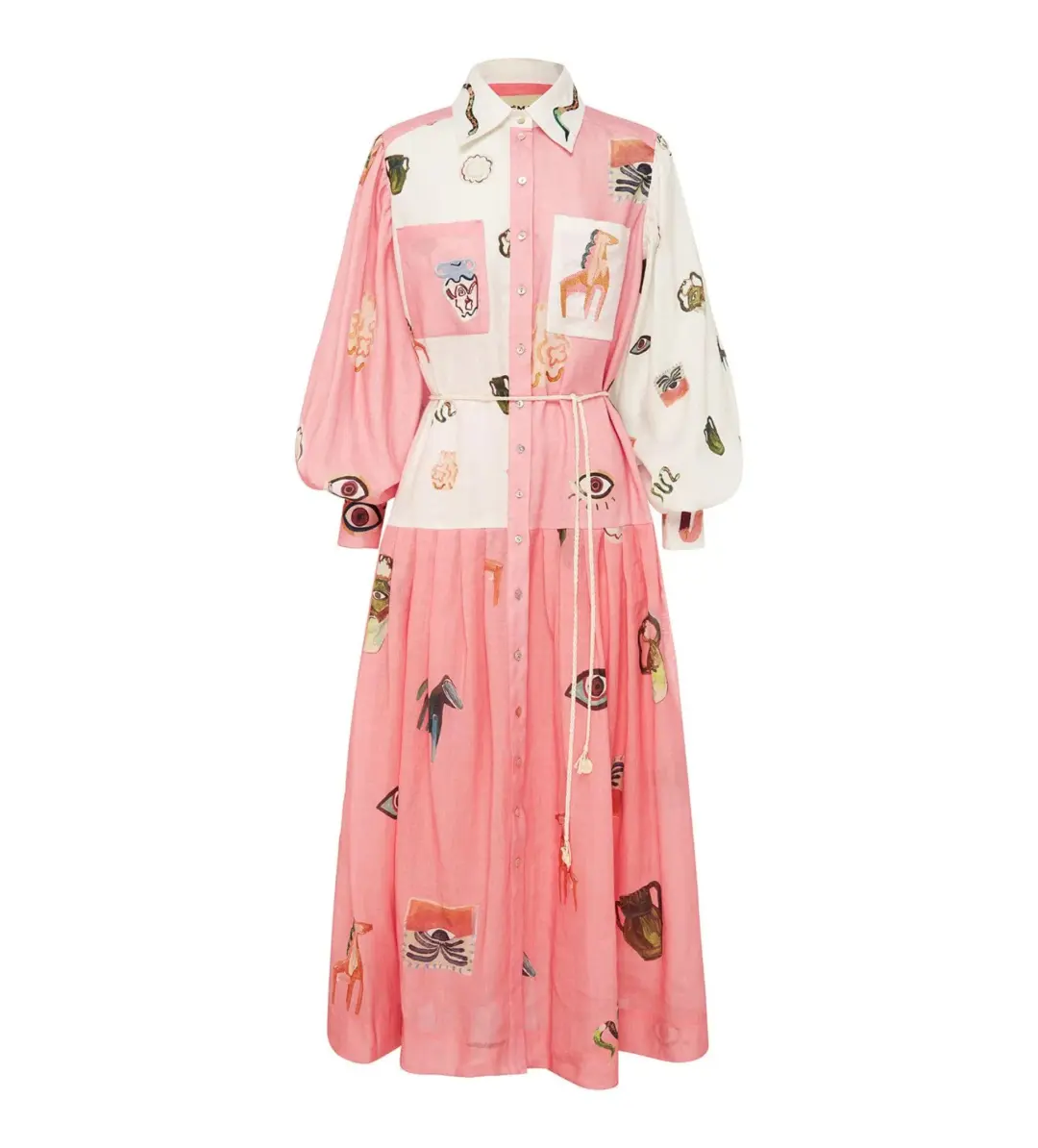 Alemais Cleo Patchwork Midi Shirtdress Multi Print Size AU 12 for rent on The Volte - main image