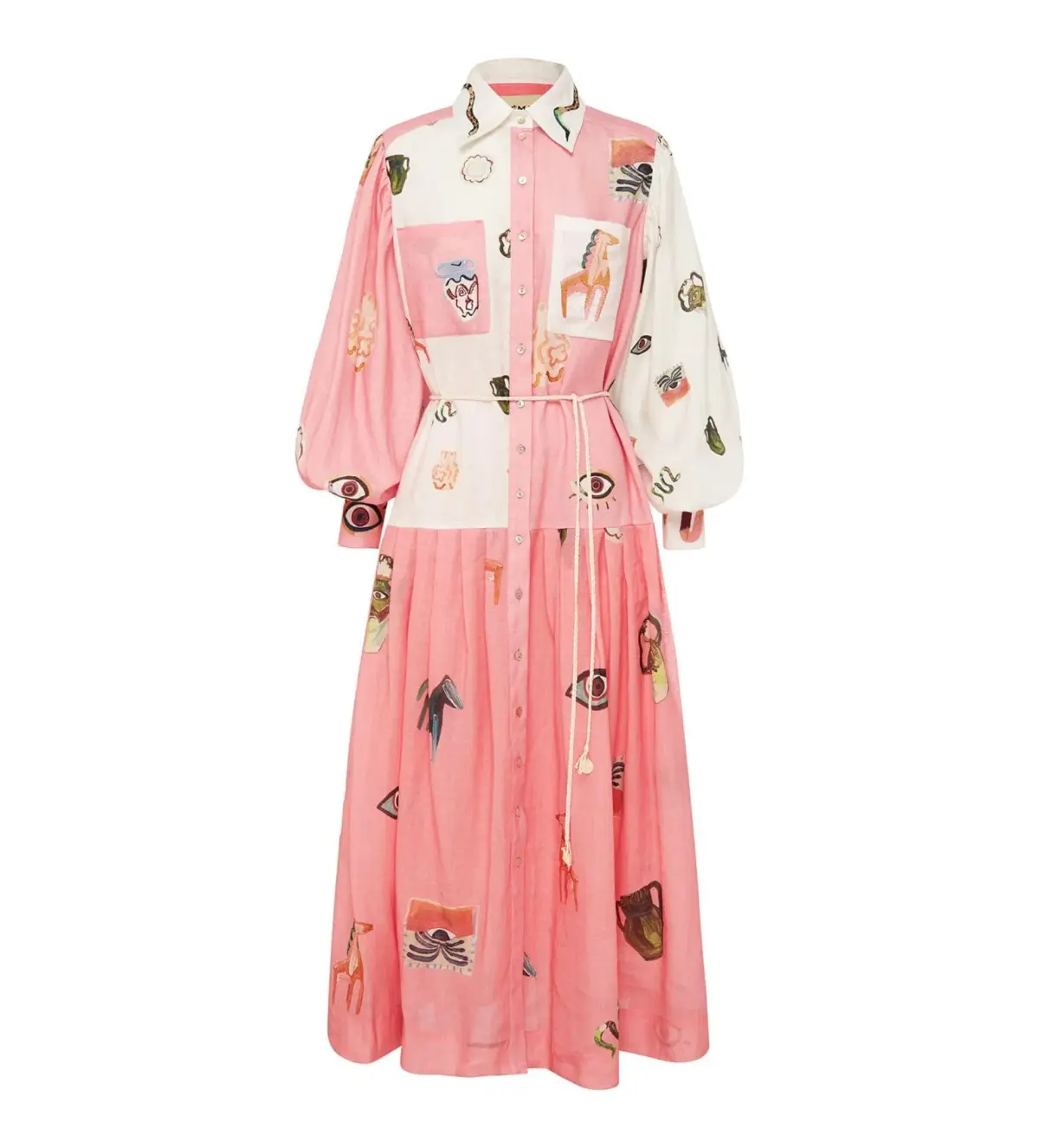 Alemais Cleo Patchwork Midi Shirtdress Multi Print Size AU 12  - Image 5