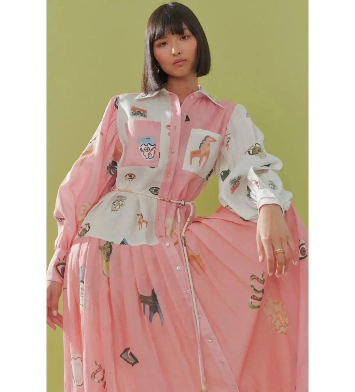 Alemais Cleo Patchwork Midi Shirtdress Multi Print Size AU 12  - Image 4