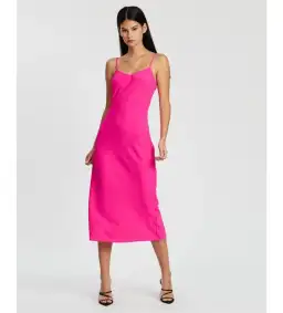 By Johnny Neon Bias Slip Midi Dress Pink Size AU 10
