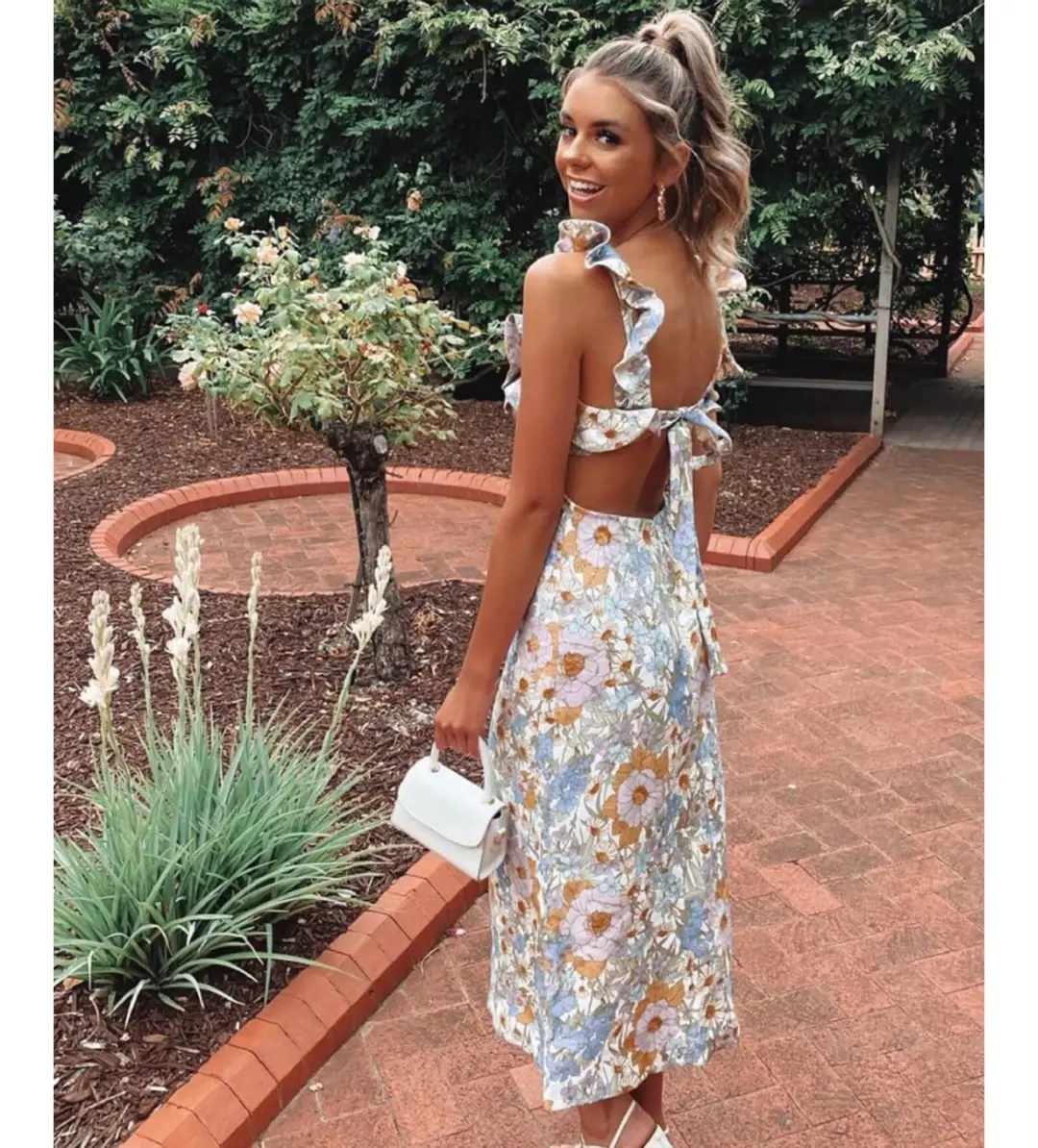 Zimmermann Super Eight Frilled Midi Dress Floral Size 10 for rent on The Volte - main image