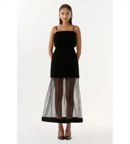 Justin Tong Phoebe Organza Maxi Dress Black Size 8 for rent on The Volte - image 2