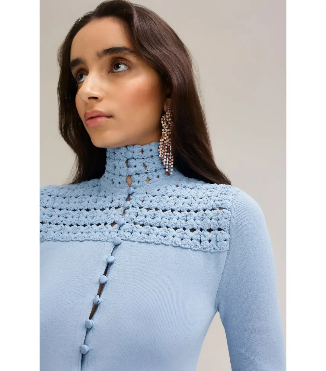 Scanlan Theodore Crepe Knit Daisy Soft Dress Denim Size M / AU 10 for rent on The Volte - main image