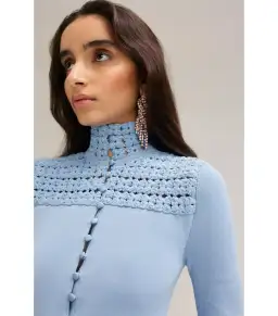 Scanlan Theodore Crepe Knit Daisy Soft Dress Denim Size M / AU 10 for rent on The Volte - image 4