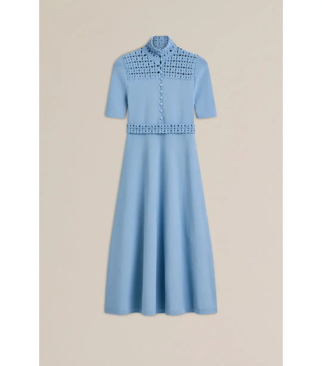 Scanlan Theodore Crepe Knit Daisy Soft Dress Denim Size M / AU 10 for rent on The Volte - main image