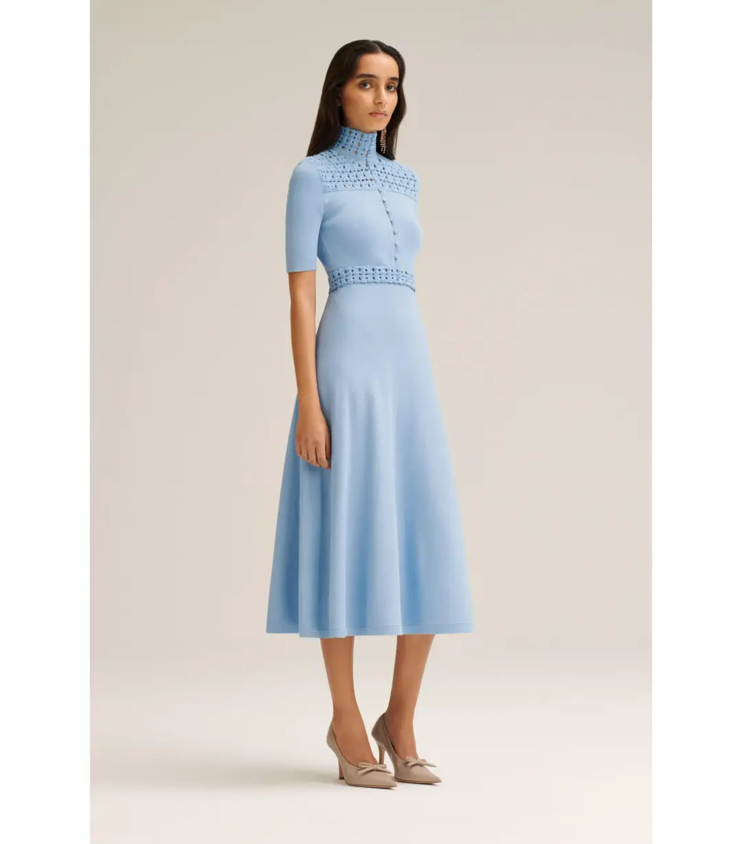 Scanlan Theodore Crepe Knit Daisy Soft Dress Denim Size M / AU 10 for rent on The Volte - main image