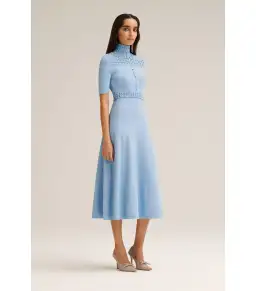 Scanlan Theodore Crepe Knit Daisy Soft Dress Denim Size M / AU 10 for rent on The Volte - image 2