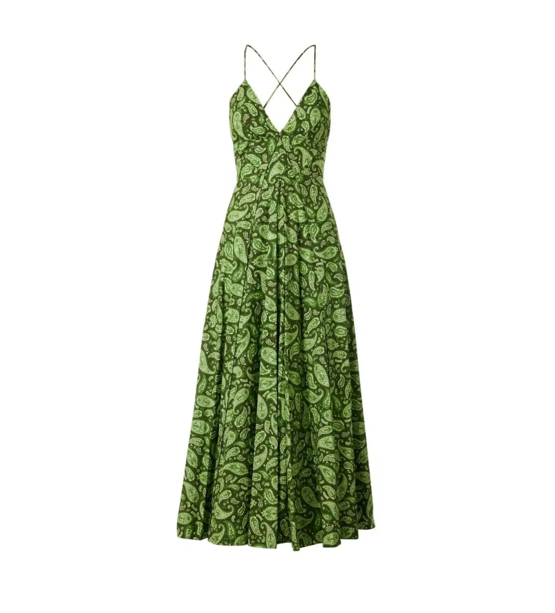 Scanlan Theodore Cotton Paisley Shoestring Dress in Green Size AU 8 for rent on The Volte - main image