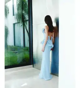Selezza London Chiffon Maxi Dress Baby Blue Size AU 6 for rent on The Volte - image 2