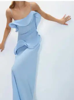 Selezza London Chiffon Maxi Dress Blue Size AU 8 for rent on The Volte - image 3