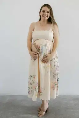 Zimmermann Halliday Scallop Midi Dress in Cream Watercolour Floral Size 4 / AU 16