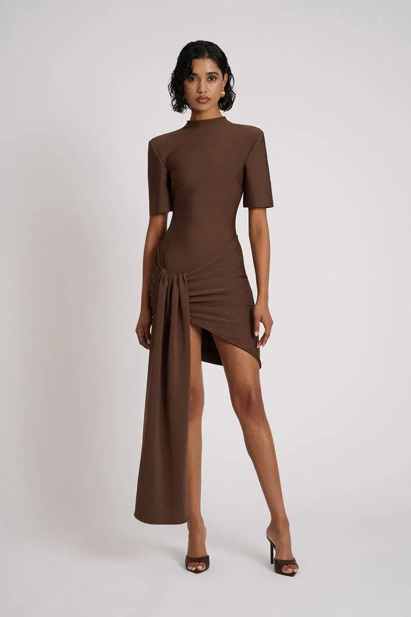Eliya The Label Eloise Mini Dress Brown Size 6 for rent on The Volte - main image