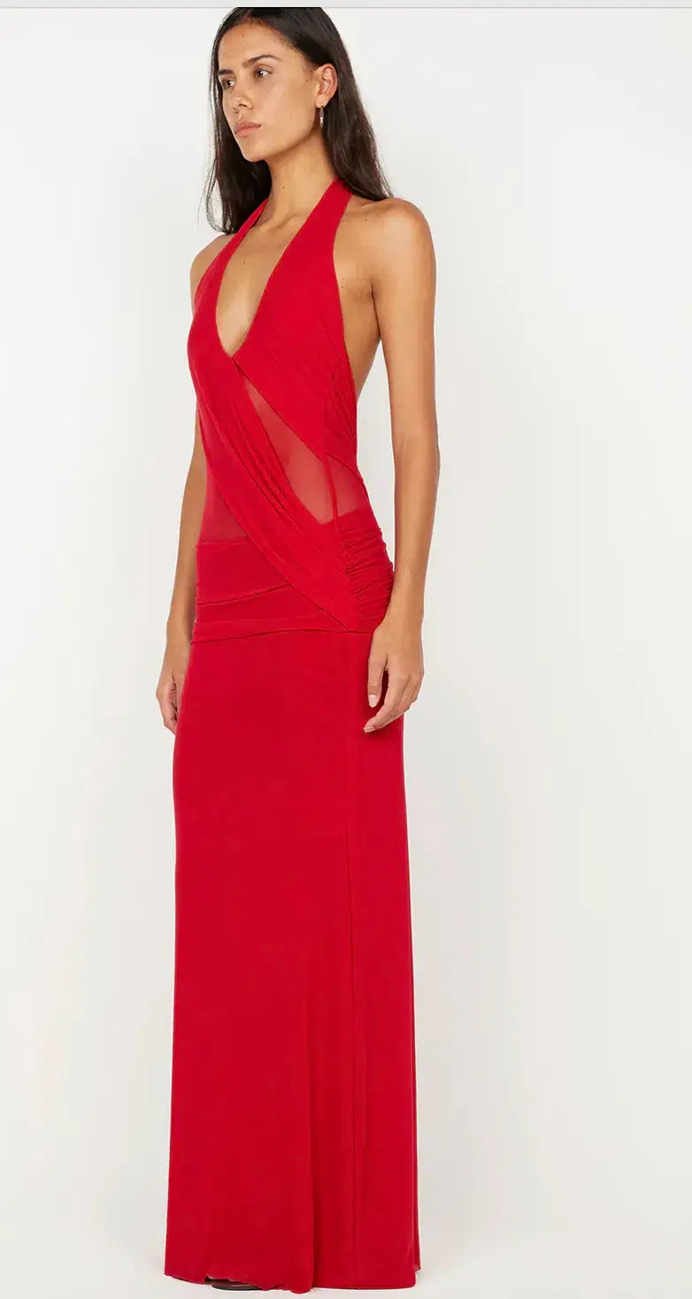 Bec & Bridge Deija Halter Maxi Dress Strawberry Size 6 for rent on The Volte - main image