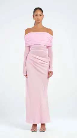 Benni Yasmin Off Shoulder Maxi Dress Baby Pink Size 10 for rent on The Volte - image 1