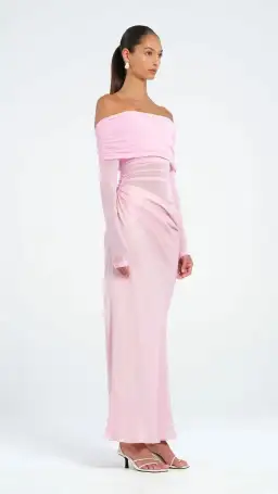 Benni Yasmin Off Shoulder Maxi Dress Baby Pink Size 10 for rent on The Volte - image 2