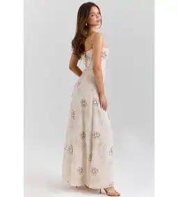 House of CB Seren Maxi Dress in Vanilla Hand-Beaded Floral Embroidery Size 10/M for rent on The Volte - image 3
