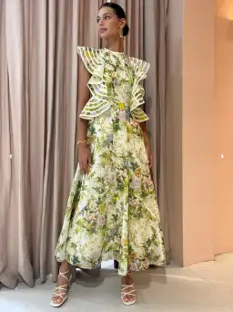 Alemais Eden Flounce Midi Dress Multi Size 6