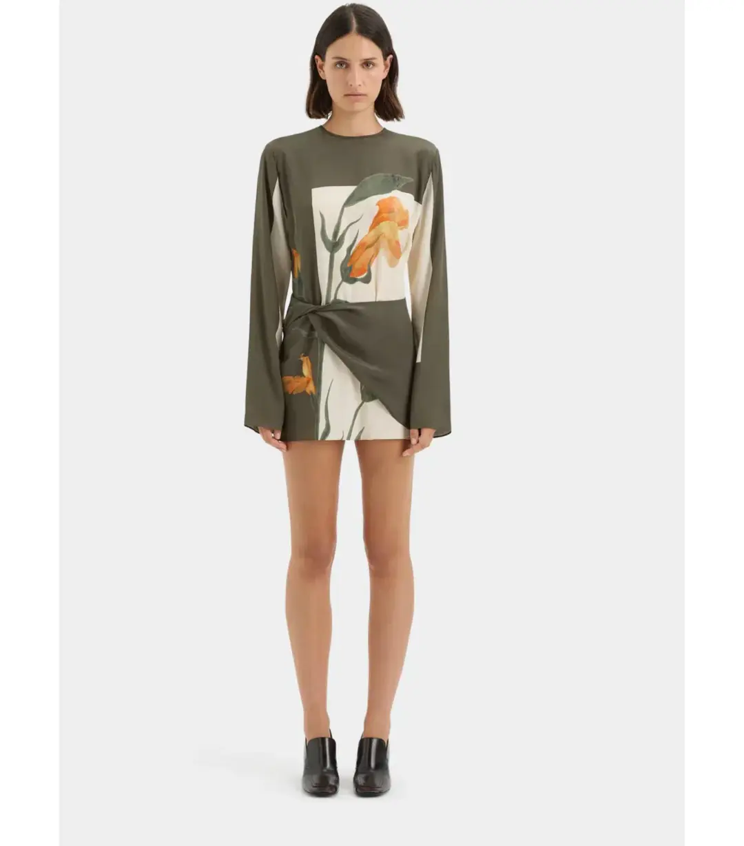 Sir the Label Constance Twist Mini Dress Iris Floral Size 1 / AU 8 for rent on The Volte - main image