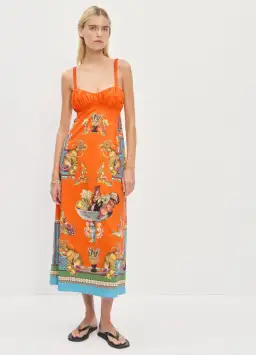 Alemais Rocco Midi Dress Orange Multi Size 8