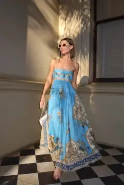 Alemais Cassie Sundress Blue Print Size 8