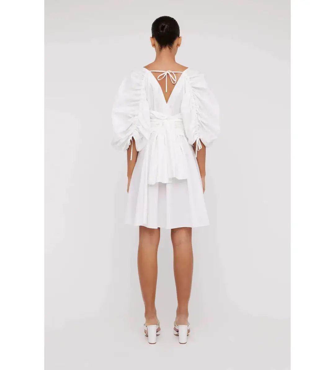 NEW Scanlan Theodore Parachute Sleeve Wrap Mini Dress in White Size XS / AU 6 for rent on The Volte - main image