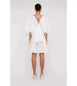 NEW Scanlan Theodore Parachute Sleeve Wrap Mini Dress in White Size XS / AU 6 for rent on The Volte - image 3