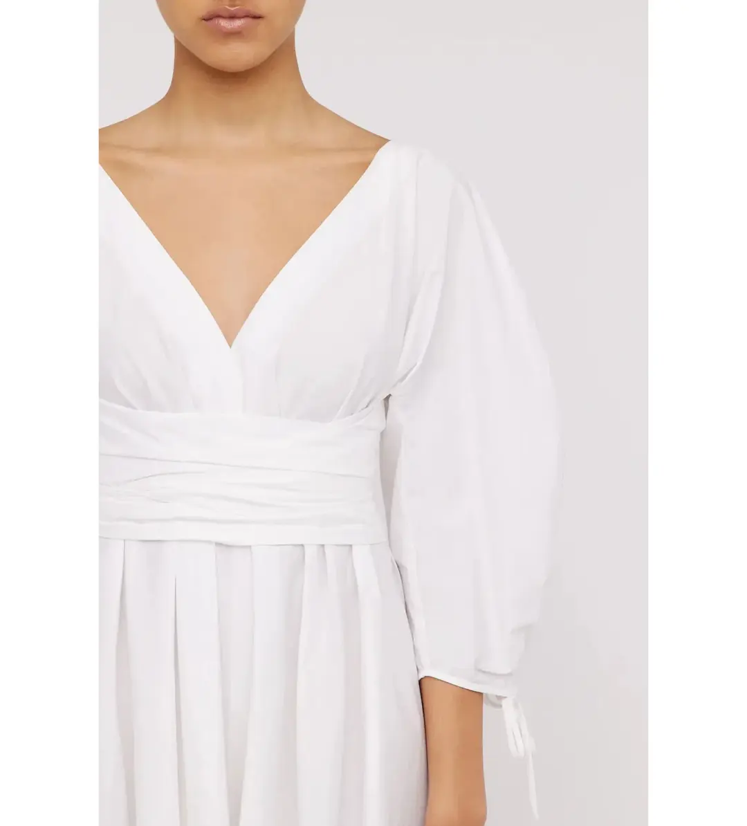 NEW Scanlan Theodore Parachute Sleeve Wrap Mini Dress in White Size XS / AU 6 for rent on The Volte - main image