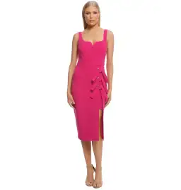 Rebecca Vallance Delilah Bow Midi Dress Fuchsia Size 6